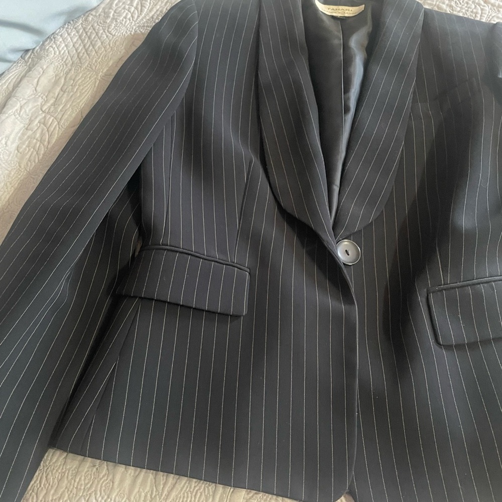 Navy blue suit and trousers pinstripe